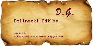 Dolinszki Géza névjegykártya
